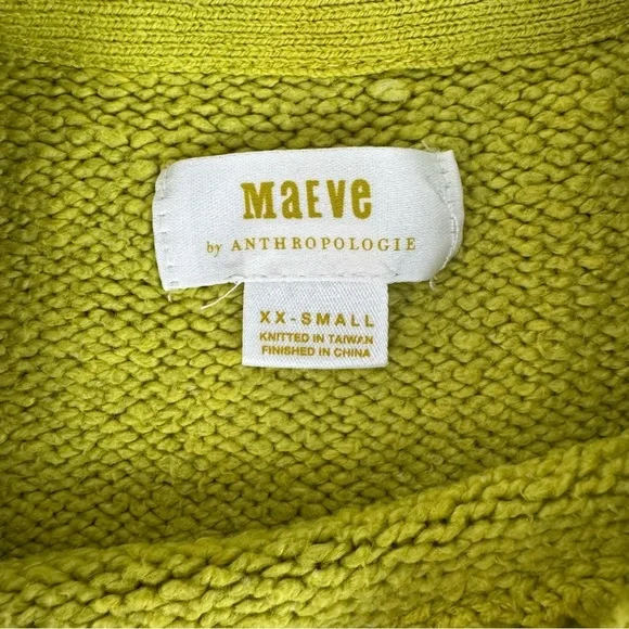 Maeve Anthropologie Lime Green Knit Sweater XXS Puff Sleeve Cropped Pullover - Picture 2 of 6